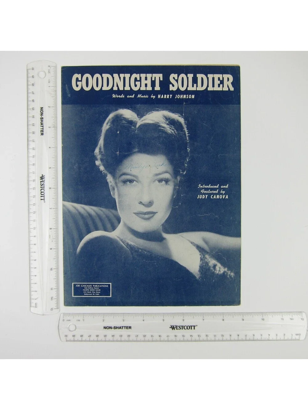 Sheet Music Goodnight Soldier Harry Johnson Judy Canova WWII WW2 Vintage 1943